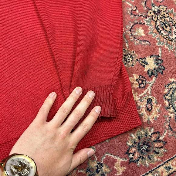 Vintage Tommy Hilfiger Knitted Jumper Red 90s Cotton - Picture 6 of 7